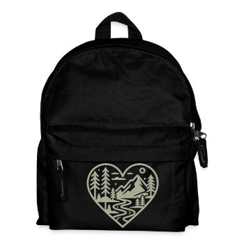 Herzform-Landschaft mit Bergen & Fluss - Kinder Rucksack - Schwarz - Vorne