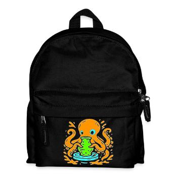 Orange Octopus Pop Art with Vase - Kids' Backpack - black - Front