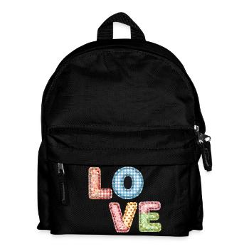 Love Patchwork Design Bunte Stoffflicken - Kinder Rucksack - Schwarz - Vorne