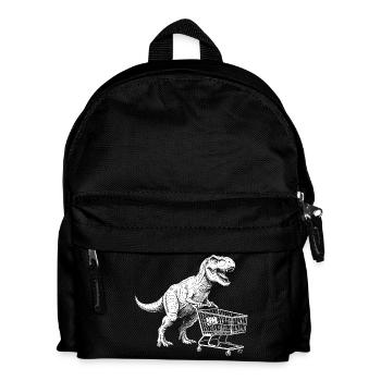 Dino-Shopper: T-Rex mit Wagen - Kinder Rucksack - Schwarz - Vorne