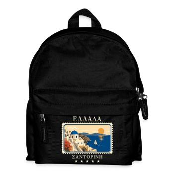 Griechenland Santorini Vintage Reisemarke - Kinder Rucksack - Schwarz - Vorne