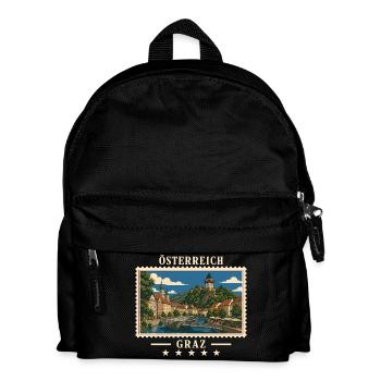 Österreich Graz Vintage Reisemarke - Kinder Rucksack - Schwarz - Vorne
