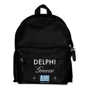 Delphi Griechenland Koordinaten Reise Souvenir - Kinder Rucksack - Schwarz - Vorne