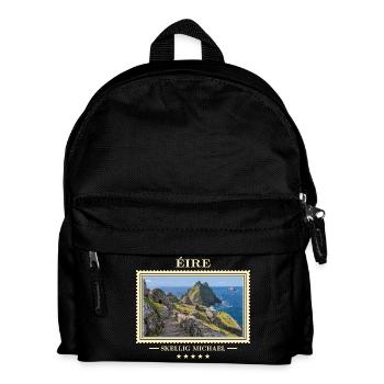Irland Skellig Michael Vintage Reisemarke - Kinder Rucksack - Schwarz - Vorne