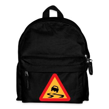Rutschige Straße Auto Warnung - Kinder Rucksack - Schwarz - Vorne