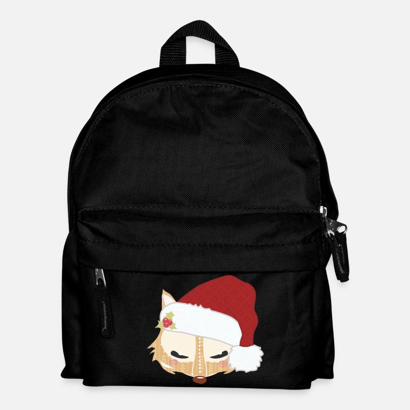 Fox head with santa hat - Kids' Backpack - black