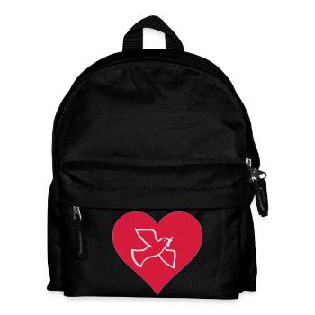 Friedenstaube Herz - Kinder Rucksack - Schwarz - Vorne