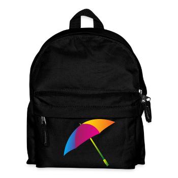 Regenbogen Regenschirm - Kinder Rucksack - Schwarz - Vorne