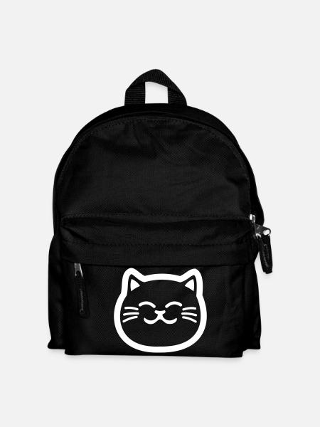 Cat Head Minimalist Line Art - Kids' Backpack - black