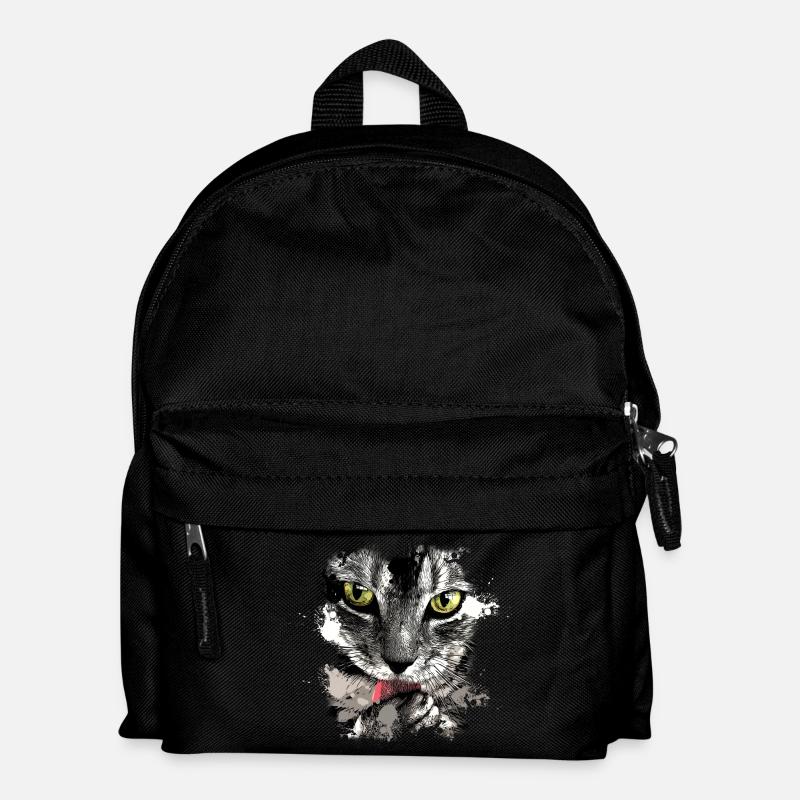 Cooles Katzen Shirt - Kinder Rucksack - Schwarz