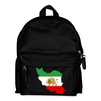 Iranische Flagge Löwe und Sonne - شیر خورشید پرچم - Kinder Rucksack - Schwarz - Vorne