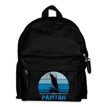 PAPITÄN - Papa, der Kapitän und Anker - Geschenk - Kinder Rucksack - Schwarz - Vorne