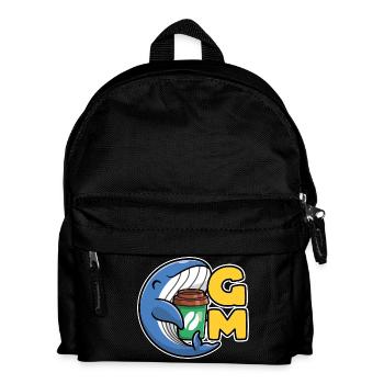 Web3 whale with a coffee that says Good Morning - Kids' Backpack - black - Front