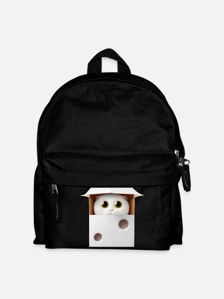 Süße Katze in einem Pappkarton - Kinder Rucksack - Schwarz