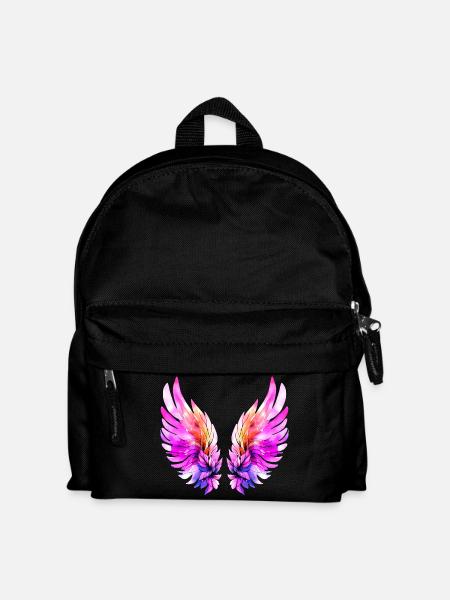 Leuchtend rosa Engelsflügel - Kinder Rucksack - Schwarz
