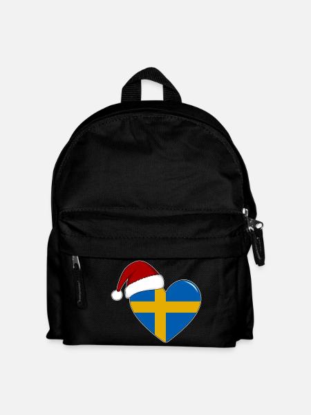 Schweden Flagge Weihnachten Herz - Kinder Rucksack - Schwarz