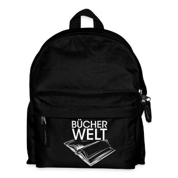 Bücherwelt Buch lesen Logo Messe Leser Symbol icon - Kinder Rucksack - Schwarz - Vorne