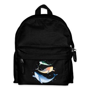 drei leuchtend bunt schimmernde Walfische im Ozean - Kinder Rucksack - Schwarz - Vorne
