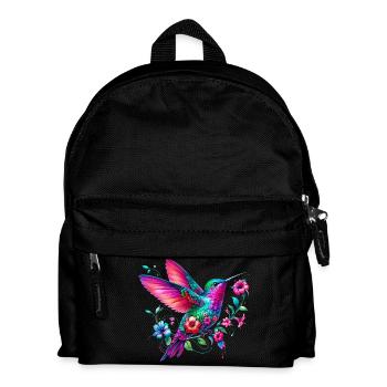 Hummingbird decorated with flowers - Kids' Backpack - black - Front