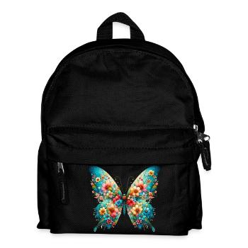 Butterfly decorated with flowers - Kids' Backpack - black - Front