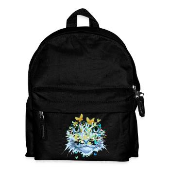 Katze Katzengesicht Katzen Kätzchen Blumen Insekt - Kinder Rucksack - Schwarz - Vorne