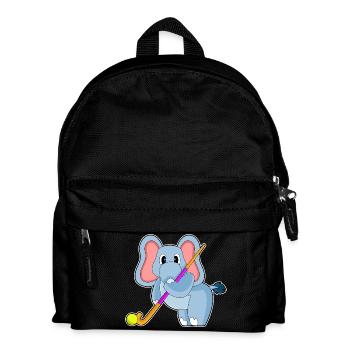 Éléphant de hockey sur gazon avec un bâton de hockey sur gazon - Sac à dos Enfant - noir - Devant