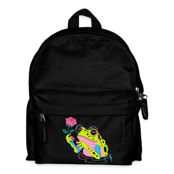 Blumenfrosch - süßer Frosch Aufkleber - Kinder Rucksack - Schwarz - Vorne