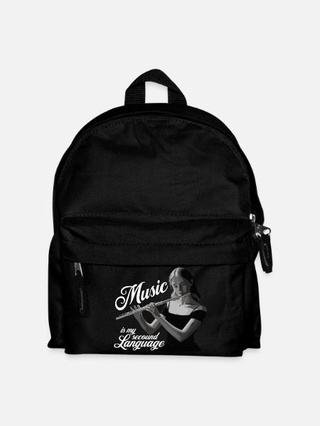 Querflöte - Music is my second language - Kinder Rucksack - Schwarz