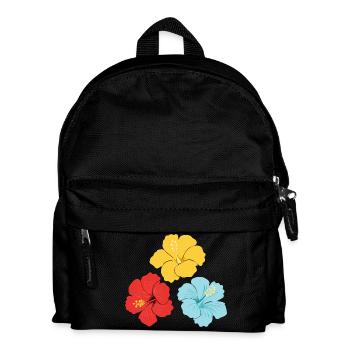Hibiscus Trio – Bright colours with outlines - Kids' Backpack - black - Front