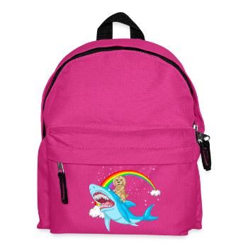 Skurriles goldenes Gekritzel und mythischer Hai - Kinder Rucksack - Fuchsia - Vorne