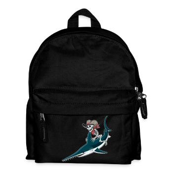 Knochencowboy auf Sägefisch-Abenteuer Sägerochen  - Kinder Rucksack - Schwarz - Vorne