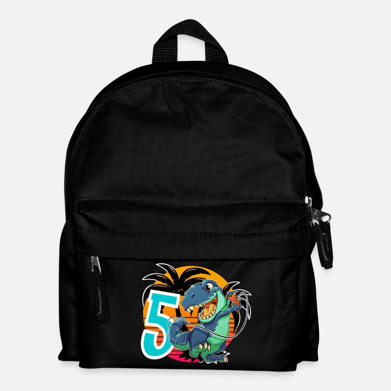 5 T Rex - Kinder Rucksack - Schwarz