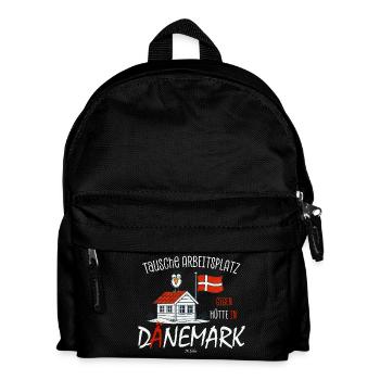 Tausche Arbeitsplatz gegen Hütte Dänemark - Kinder Rucksack - Schwarz - Vorne