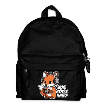 Fuchs mit Headset Spielheld - Kinder Rucksack - Schwarz - Vorne