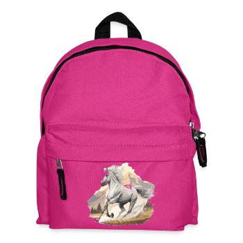 High jumping horse in mountain landscape - Kids' Backpack - fuchsia - Front