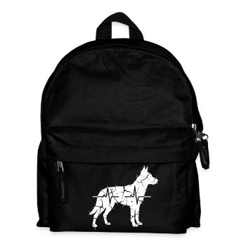 German Shepherd Heartbeat Mosaic Cracked Vector - Kids' Backpack - black - Front