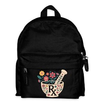 Motif d’herbes en mortier fleuri - Sac à dos Enfant - noir - Devant