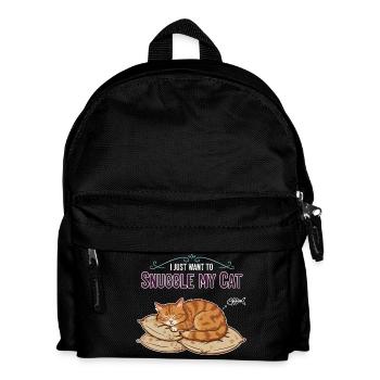 Red Cat Nap Humor Quote Snuggle My Cat - Kids' Backpack - black - Front