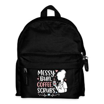 Messy Bun Coffee Scrubs Nurse - Kids' Backpack - black - Front
