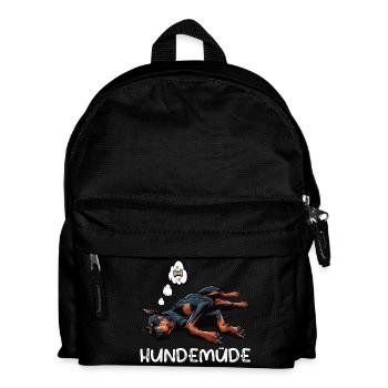 Hundemüde Dobermann Dobermannbesitzer Dobermänner - Kinder Rucksack - Schwarz - Vorne