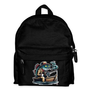 Schweden Angeln Fisch  - Kinder Rucksack - Schwarz - Vorne