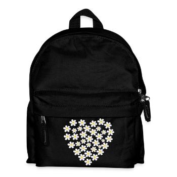 Gänseblümchen Herz | Florales Blumenherz - Kinder Rucksack - Schwarz - Vorne