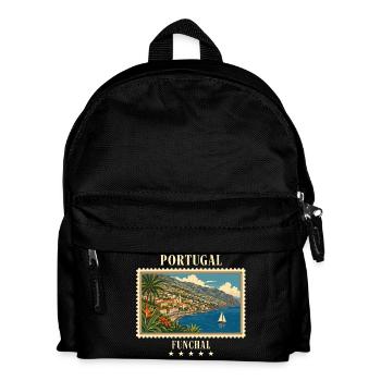 Portugal Funchal Vintage Reisemarke - Kinder Rucksack - Schwarz - Vorne