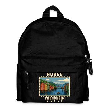 Norwegen Trondheim Vintage Reisemarke - Kinder Rucksack - Schwarz - Vorne