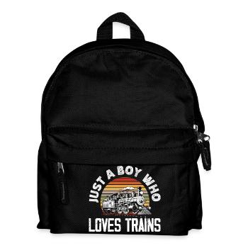 Only A Boy Who Loves Trains Retro Vintage - Kids' Backpack - black - Front