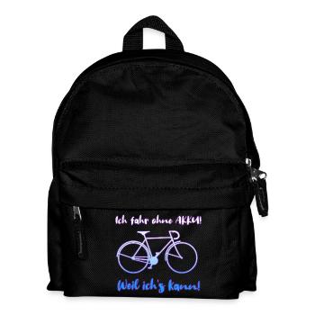 Ich fahre ohne Akku, weil ich's kann lustig Rad - Kinder Rucksack - Schwarz - Vorne