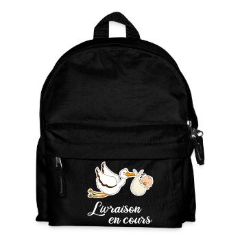 Livraison en cours cigogne grossesse - Sac à dos Enfant - noir - Devant