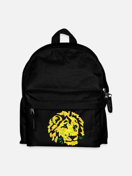 Polygon Löwe Kopf - Kinder Rucksack - Schwarz