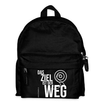 Das Ziel ist der Weg - weißer Schriftzug - Kinder Rucksack - Schwarz - Vorne