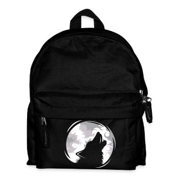 wolf, wolves, howl, moon, evening, dark, animals, nature - Kids' Backpack - black - Front